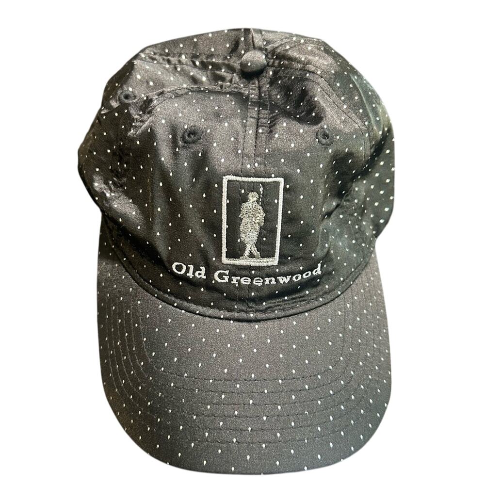 Old Greenwood- silky black with silver dots gold hat- golf gift- tee golfers